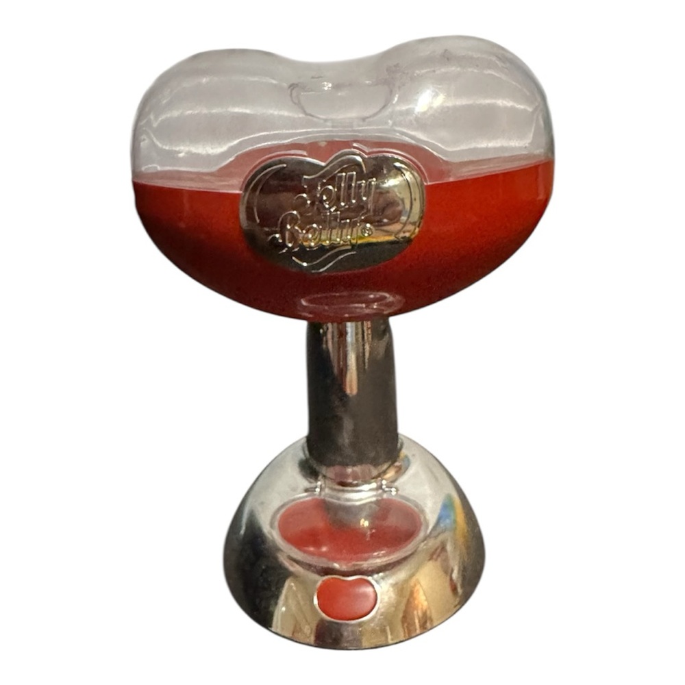 Jelly Belly Red and Silver Heart-Shaped candy dispenser